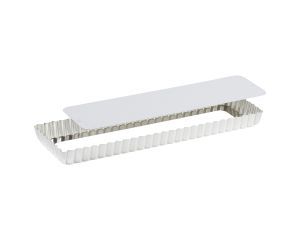 Tarte maison cannelée - fer blanc - fond mobile - 350x110 mm dim ext / 340x100mm dim int - h25mm