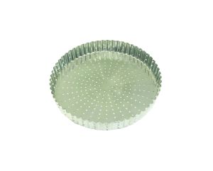 Tourtière cannelée perforée - fer blanc - fond fixe - Ø220 mm h28 mm