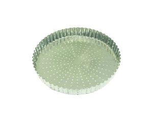 Tourtière cannelée perforée - fer blanc - fond fixe - Ø240 mm h28 mm