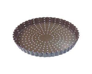 Tourtière cannelée perforée - Antiadhérent (sans PFAS) - fond fixe - Ø300 mm h25 mm