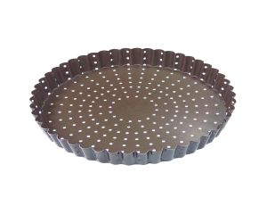 Tourtière cannelée perforée - antiadhérente - fond fixe - Ø320 mm h25 mm