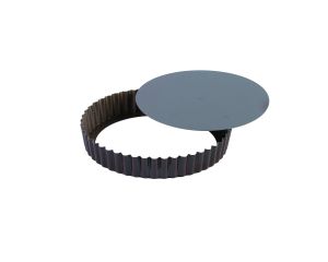 Tourtière ronde cannelée - antiadhérente - fond mobile - Ø200/185 mm h25 mm