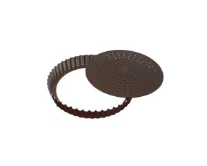 Tourtière cannelée perforée - antiadhérente - fond mobile - Ø200 mm h28 mm