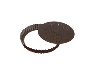 Tourtière cannelée perforée - antiadhérente - fond mobile - Ø220 mm h28 mm
