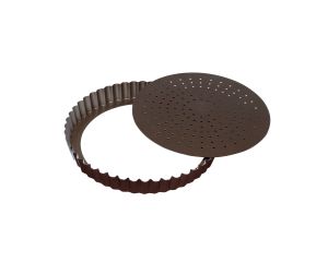 Tourtière cannelée perforée - Antiadhérent (sans PFAS) - fond mobile - Ø240 mm h28 mm