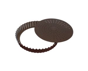 Tourtière cannelée perforée - Antiadhérent (sans PFAS) - fond mobile - Ø260 mm h28 mm