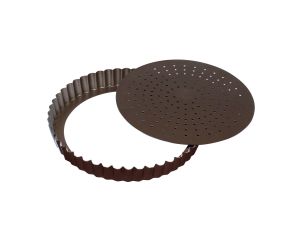 Tourtière cannelée perforée - Antiadhérent (sans PFAS) - fond mobile - Ø280 mm h28 mm