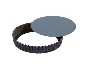 Tourtière ronde cannelée - Antiadhérent (sans PFAS) - fond mobile - Ø300/280 mm h25 mm