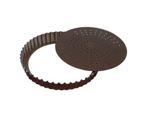 Tourtière cannelée perforée - antiadhérente - fond mobile - Ø300 mm h28 mm