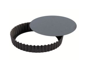 Tourtière ronde cannelée - Antiadhérent (sans PFAS) - fond mobile - Ø320/310 mm h25 mm