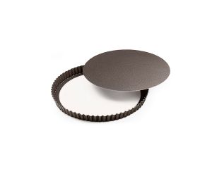 Tourtière ronde cannelée haute - antiadhérente - fond mobile - Ø200/185 mm h35 mm