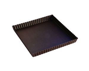 Tarte carrée cannelée - Antiadhérent (sans PFAS) - fond fixe - 230x230 mm dim ext / 220x220 mm dim int - h25mm