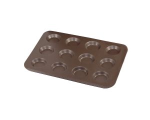 Plaque 12 mini tartelettes - antiadhérente - 320x245x10 mm - empreintes Ø55 mm
