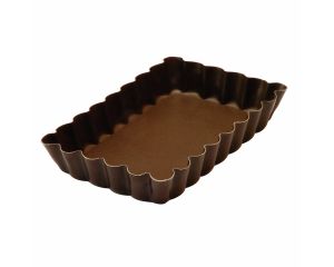 Tartelette rectangulaire cannelée - antiadhérente - fond fixe - 1210x75 mm dim ext / 112x66 mm dim int - h 20mm