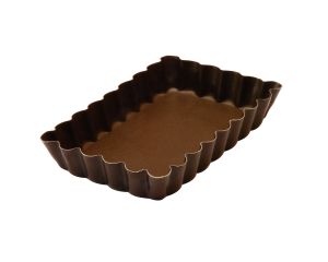 Tartelette rectangulaire cannelée - antiadhérente - fond fixe - 1210x75 mm dim ext / 112x66 mm dim int - h 20mm