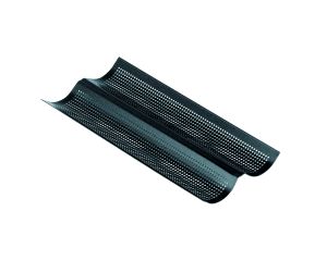 Plaque perforée 2 baguettes - antiadhérent Obsidian - 380 x 160 mm 