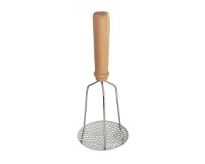 Pilon tamiseur à purée, manche en bois, inox