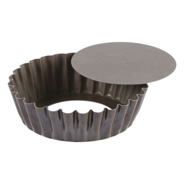 Manqué rond cannelé fond mobile - antiadhérent - côtes fines - Ø100/80 mm h30 mm