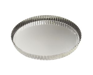 Tourtière ronde cannelée - fer blanc - fond fixe - Ø320/310 mm h26 mm