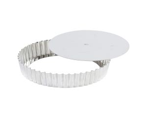Tourtière ronde cannelée haute - fer blanc - fond mobile - Ø220/200 mm h35 mm