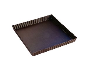 Tarte carrée cannelée - antiadhérente - fond fixe - 230x230 mm dim ext / 220x220 mm dim int - h25mm