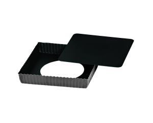 Tarte carrée cannelée - antiadhérente Obsidian - fond mobile - 230x230 mm dim ext / 220x220 mm dim int - h25mm