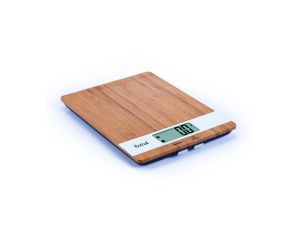 Balance de cuisine électronique carrée avec pile - bambou - 23 x 17 x 2,2 cm